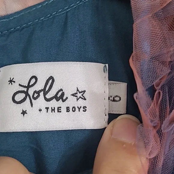 Lola + The Boys Pink and Blue Ruffle Dress Size 6 - Picture 3 of 10